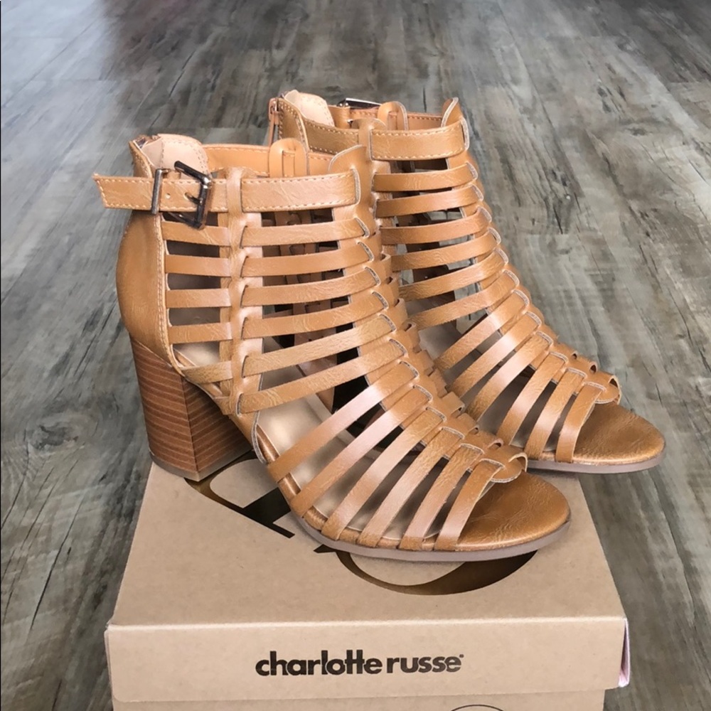 Camel Colored Heeled Sandals